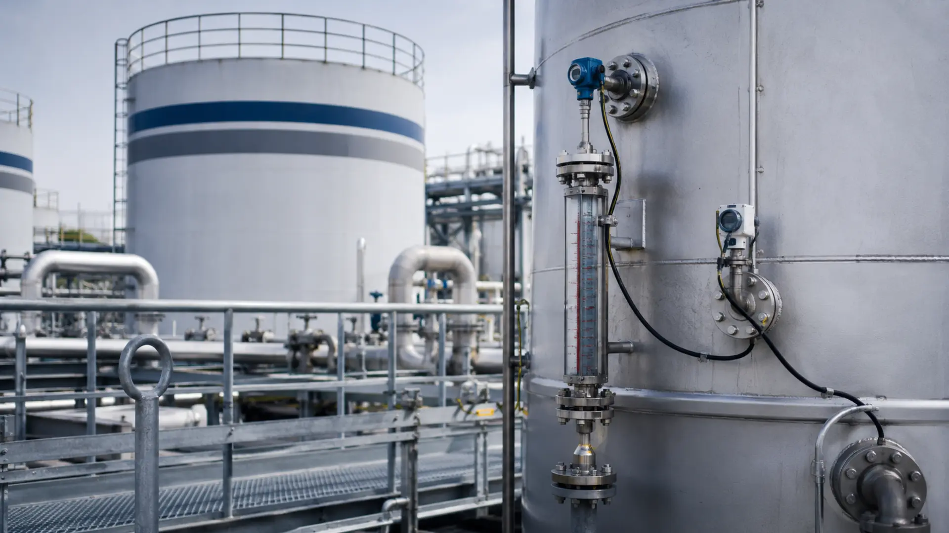Level instruments installed on process tanks